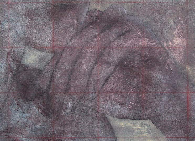 Robert Spellman painting/drawing of hands.