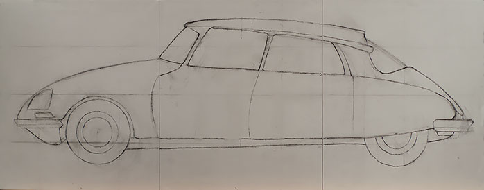 A Robert Spellman drawing of a Citroen.