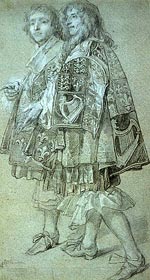an image of a drawing of two lavishly dressed heralds