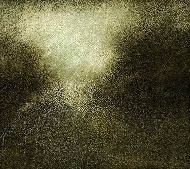 Painting of a lumious, dreamy dawn with forested hills in yellowish sepia tones.