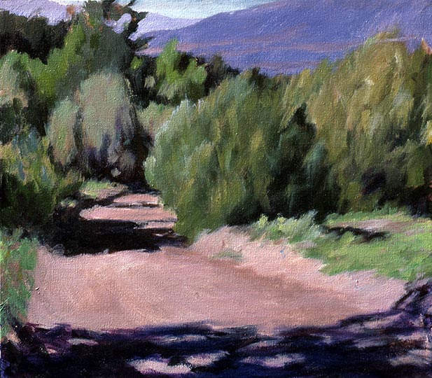 Robert Spellman painting of a mountain road in Colorado.