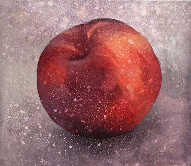 Painting of a single peach.