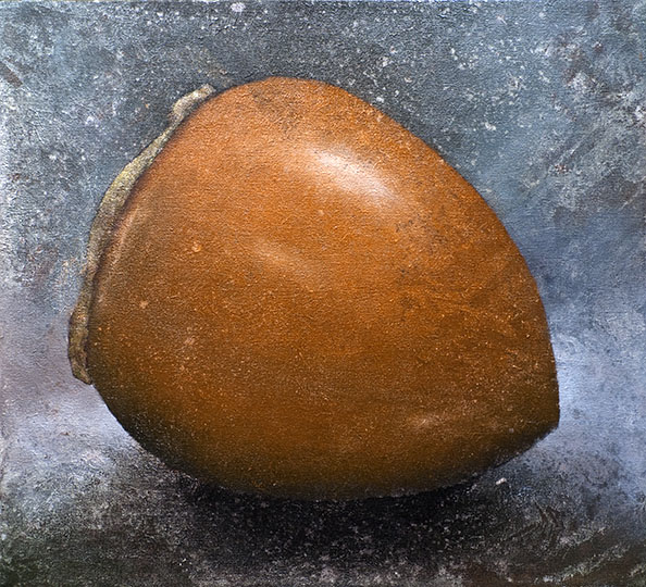 Robert Spellman painting of a single persimmon.