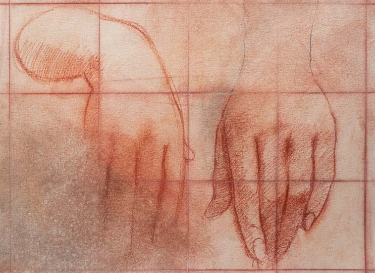 A drawing/painting of a woman's hands.