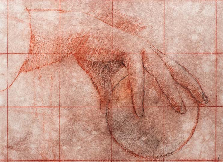 A drawing/painting of a woman's hands.