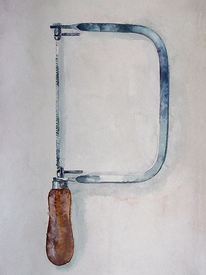 Watercolor painting of a coping saw.