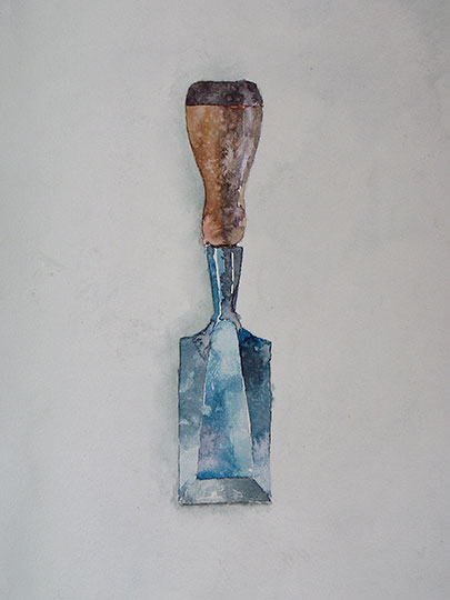 Watercolor painting of a chisel.
