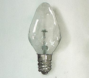 Robert Spellman painting of an incandescent light bulb.