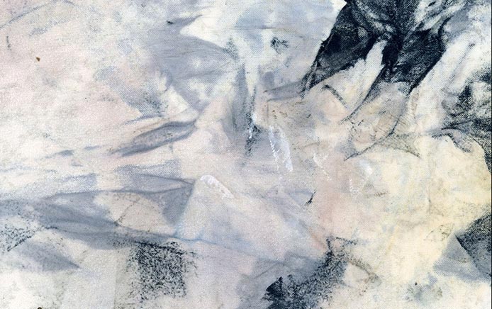 A paint rag designated as a painting of Mont Blanc in the Alps.