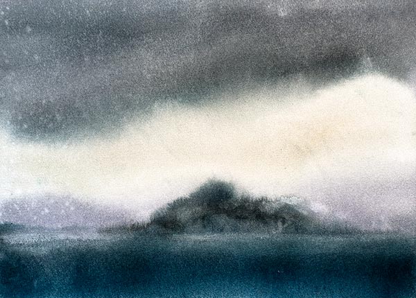 Robert Spellman watercolor of sea and sky in Ireland.