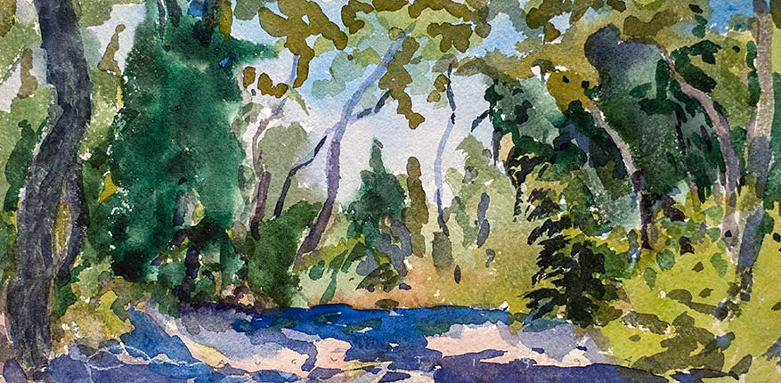 A watercolor of a Cape Cod wildlife sanctuary
