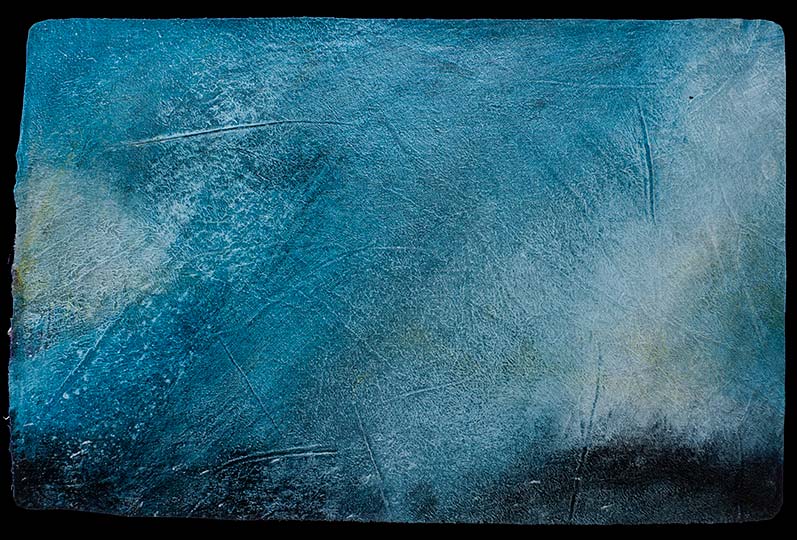 Very loose painting of rain falling in mountains.