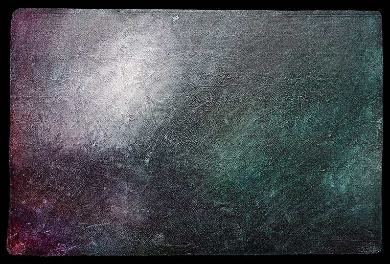 Very loose painting of rain falling in mountains.