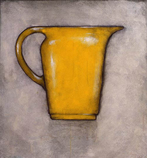 Painting of a yellow pitcher.