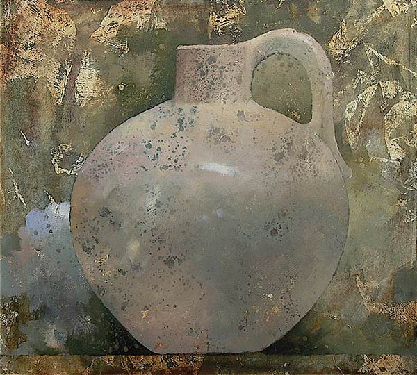 Painting of small earthen jug.